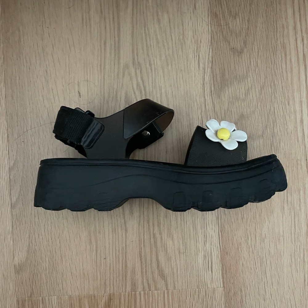Lazy Oaf x Melissa Kick Off Sandals in Black Bloom - Picture 5 of 6